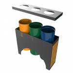 ELM PCW - modern powder coated metal and wood recycle bin station