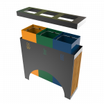 ELM PCW - modern powder coated metal and wood recycle bin station