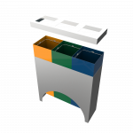 ELM SST -modern stainless steel sheet metal recycle bin station