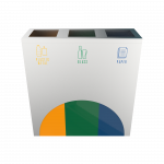 ELM SST -modern stainless steel sheet metal recycle bin station