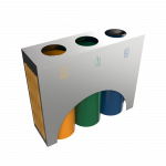 ELM SSTW - modern stainless steel and wood recycle bins station