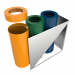 TRIOLET PC - modern powder coated metal recycle bin station